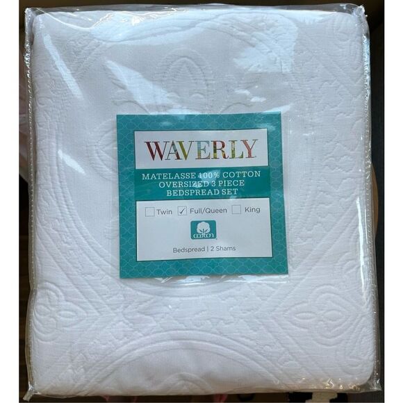Full/Queen- Waverly Matelasse Bedspread Set, One Size , White - Picture 6 of 10